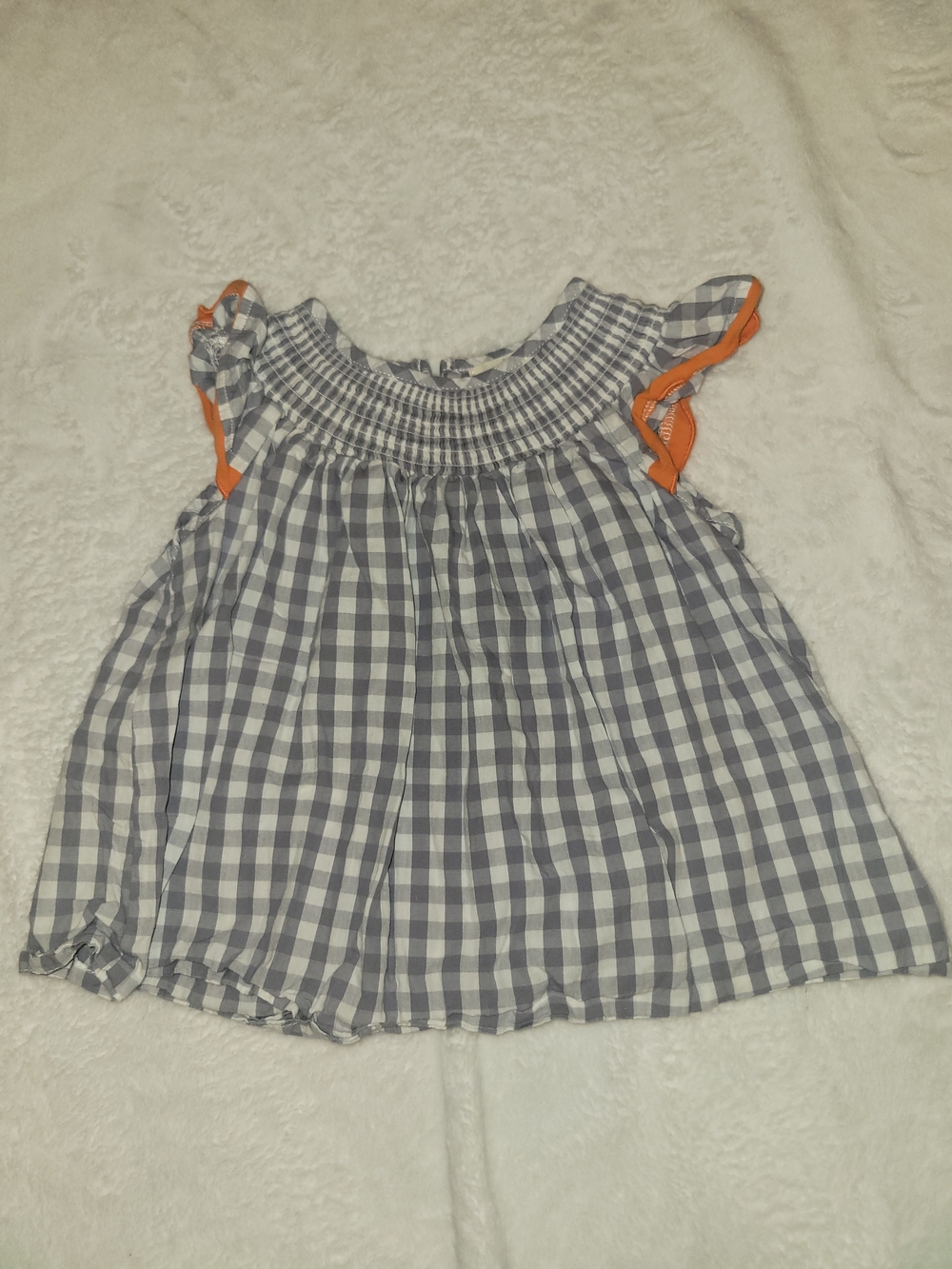 Marie Nicole Clothing Gingham Smocked Girls Tunic Top  Ruffle size M (2t3t)